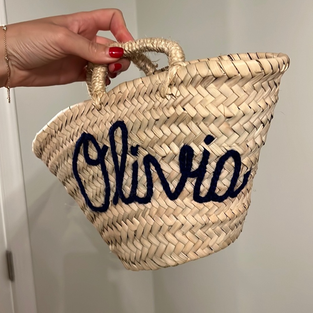 Olivia raffia mini top handle bag